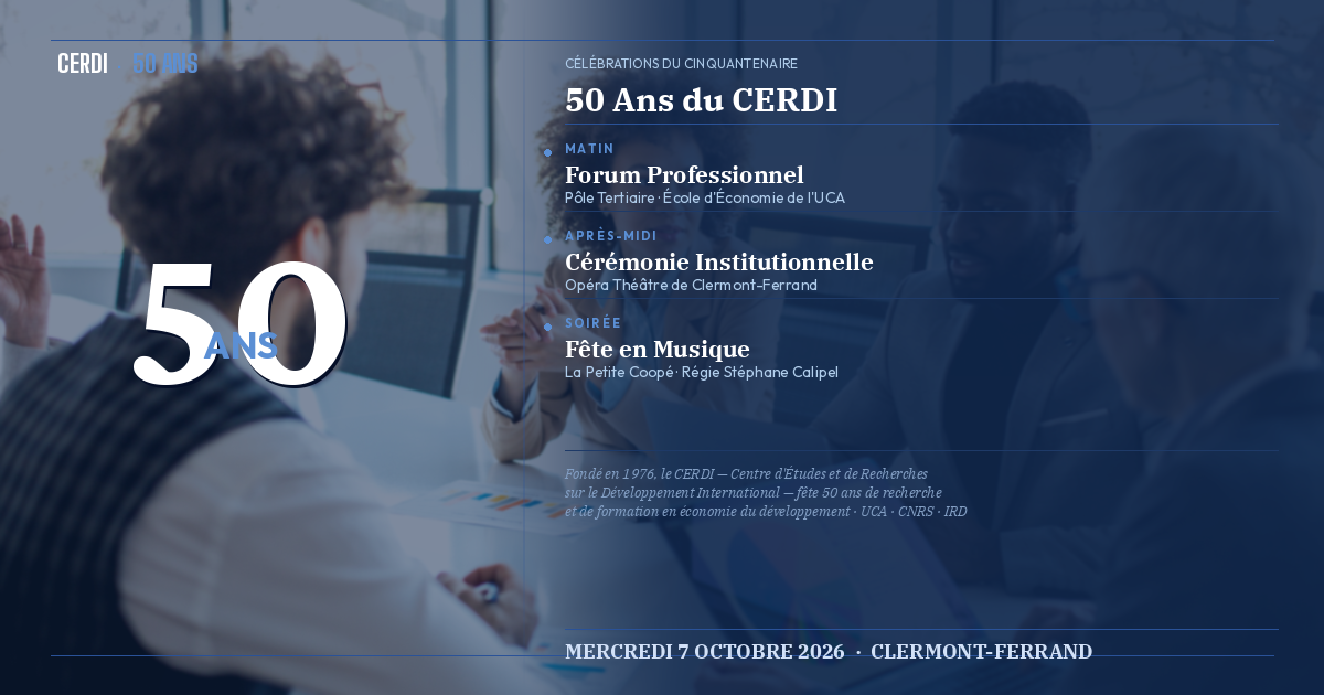 Le CERDI fête ses 50 ans le 7 octobre 2026
